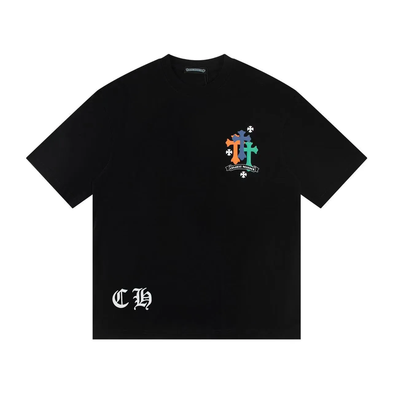 🅿️160 Style: 2025 new Croix Heart short-sleeved T-shirt Material: High version 300g double yarn combed cotton Size: S～XL Color: Black Style number: Z1013